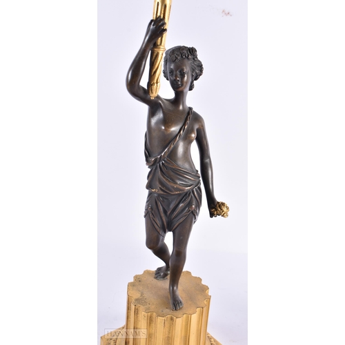 808 - A LARGE 19TH CENTURY FRENCH BRONZE FIGURAL CANDLEABRA. 59 cm high.