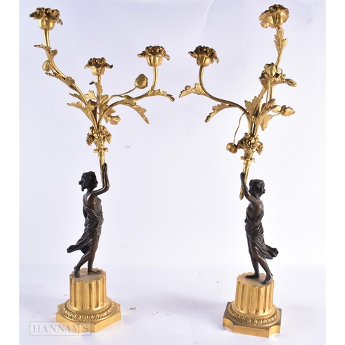 808 - A LARGE 19TH CENTURY FRENCH BRONZE FIGURAL CANDLEABRA. 59 cm high.