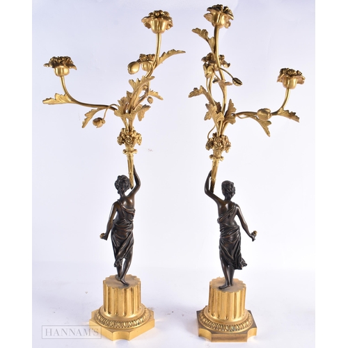 808 - A LARGE 19TH CENTURY FRENCH BRONZE FIGURAL CANDLEABRA. 59 cm high.