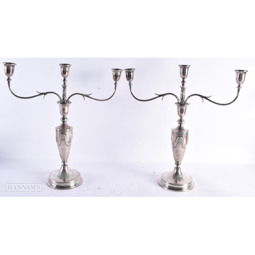 809 - A LARGE PAIR OF VICTORIAN SILVER CANDLESTICKS. London 1873. 1981 grams. 44 cm x 41 cm.