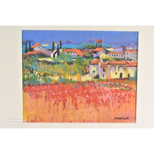 813 - Tony Brummel Smith (20th Century) Landscape pastel painting, Umbrian Village. 65 cm x 58 cm.