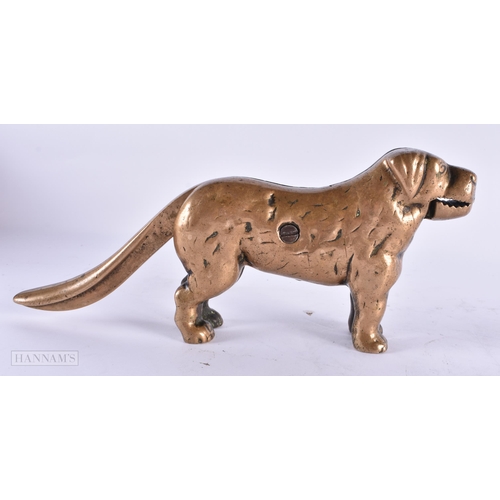 818 - A VICTORIAN BRONZE DOG NUT CRACKER. 25 cm wide.