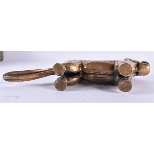 818 - A VICTORIAN BRONZE DOG NUT CRACKER. 25 cm wide.