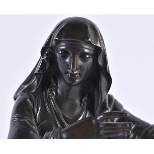 82 - French School (19th Century) Bronze, Seated female in robes. 17 cm x 10 cm.