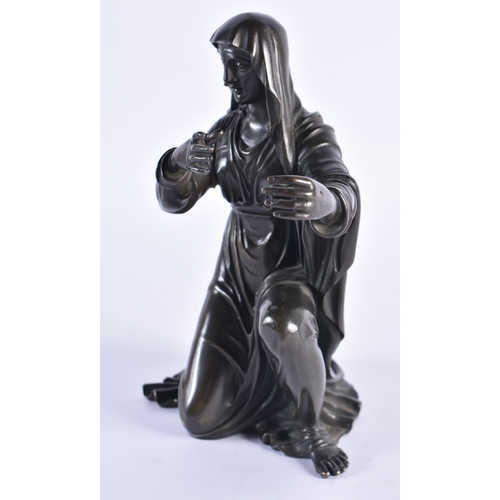 82 - French School (19th Century) Bronze, Seated female in robes. 17 cm x 10 cm.