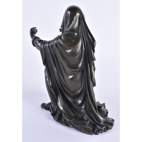 82 - French School (19th Century) Bronze, Seated female in robes. 17 cm x 10 cm.