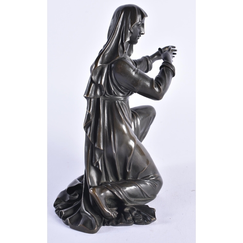 82 - French School (19th Century) Bronze, Seated female in robes. 17 cm x 10 cm.