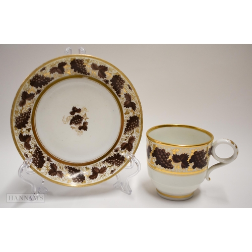 833 - Early 19th century Worcester Flight Barr and Barr coffee cup and saucer with grape vine border, anot... 