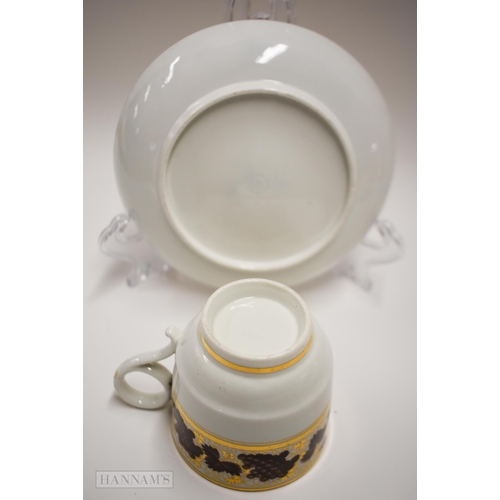 833 - Early 19th century Worcester Flight Barr and Barr coffee cup and saucer with grape vine border, anot... 