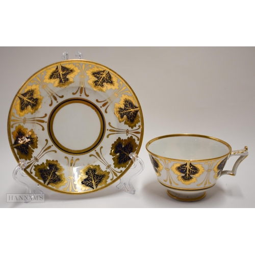 833 - Early 19th century Worcester Flight Barr and Barr coffee cup and saucer with grape vine border, anot... 