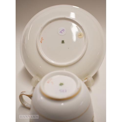 843 - Mid-19th century English teawares: A Coalport cup and saucer painted with flowers pattern 5570, two ... 