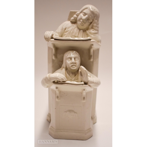 865 - 19th century Ralph Wood style figure of the Vicar and Moses in white glaze. 24 cm high