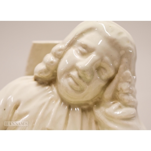 865 - 19th century Ralph Wood style figure of the Vicar and Moses in white glaze. 24 cm high