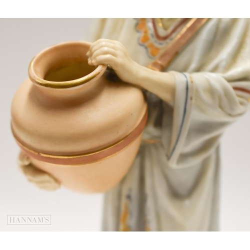 873 - Pre; 1891 Royal Worcester figure, of a Middle Eastern water carrier, decorated in flesh tones, his r... 