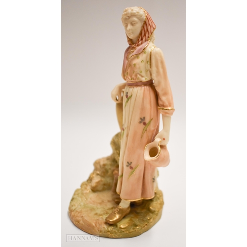 877 - Royal Worcester blush ivory figure of the Navies companion date code for 1900. 16.5cm high