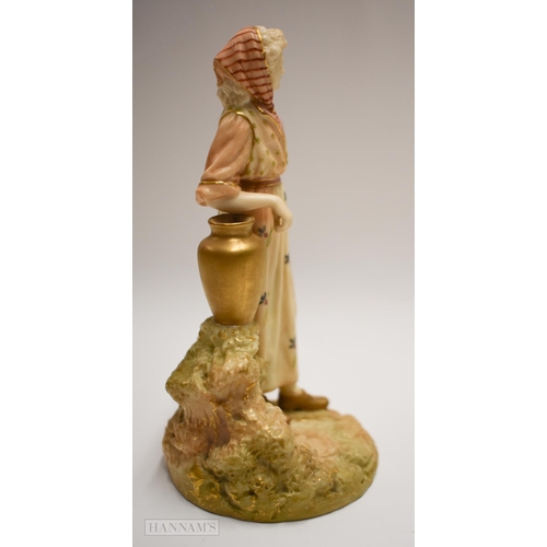 877 - Royal Worcester blush ivory figure of the Navies companion date code for 1900. 16.5cm high