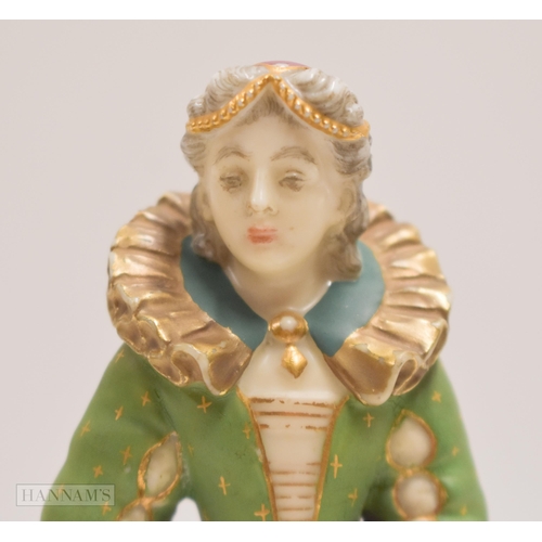 879 - Royal Worcester figure, Anne Boleyn, 21.5cm high, printed mark in puce, date code 1917, shape 2652. ... 