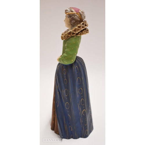 879 - Royal Worcester figure, Anne Boleyn, 21.5cm high, printed mark in puce, date code 1917, shape 2652. ... 