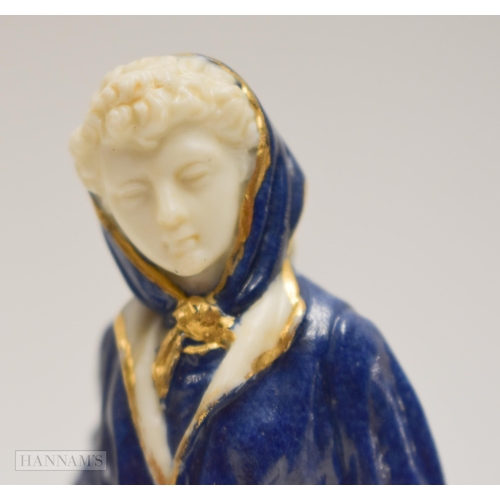 895 - Royal Worcester figure of a girl holding a tambourine above her head, date mark 1924 shape 1803 and ... 