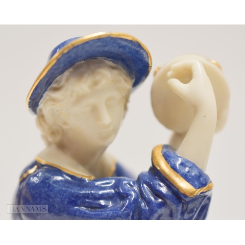 895 - Royal Worcester figure of a girl holding a tambourine above her head, date mark 1924 shape 1803 and ... 