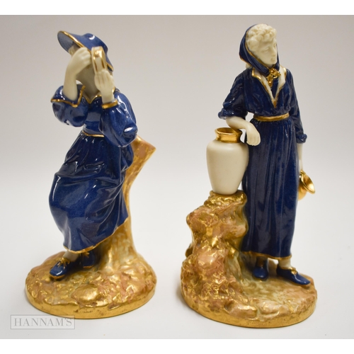 895 - Royal Worcester figure of a girl holding a tambourine above her head, date mark 1924 shape 1803 and ... 