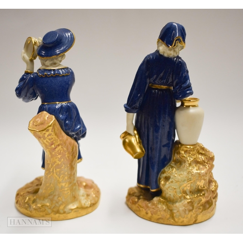 895 - Royal Worcester figure of a girl holding a tambourine above her head, date mark 1924 shape 1803 and ... 