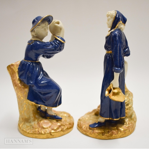 895 - Royal Worcester figure of a girl holding a tambourine above her head, date mark 1924 shape 1803 and ... 