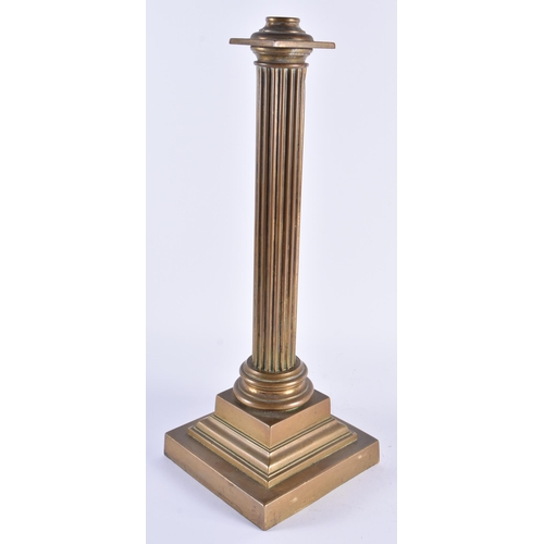 91 - A VICTORIAN V HINKS & SON BRONZE CORINTHIAN COLUMN OIL LAMP BASE. 43 cm high.