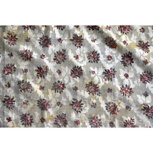 99 - A VINTAGE EMBROIDERED SHAWL OR TABLE COVER decorated with finely worked flowers. 170 cm x 140 cm app... 