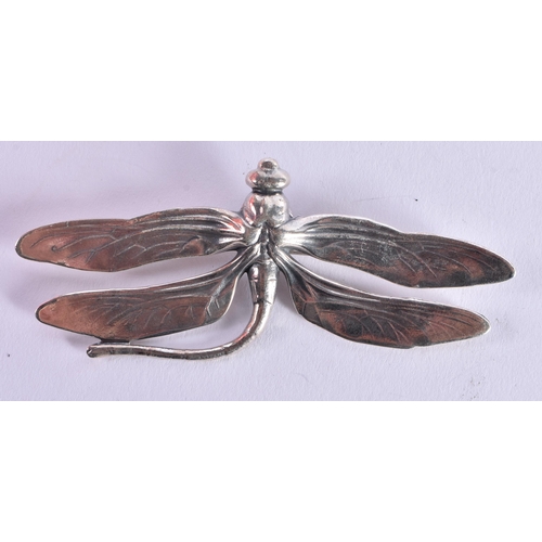 1074 - A SILVER DRAGONFLY BROOCH. 21.6 grams. 9.5 cm x 4 cm.