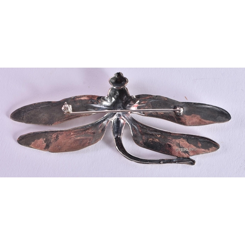 1074 - A SILVER DRAGONFLY BROOCH. 21.6 grams. 9.5 cm x 4 cm.