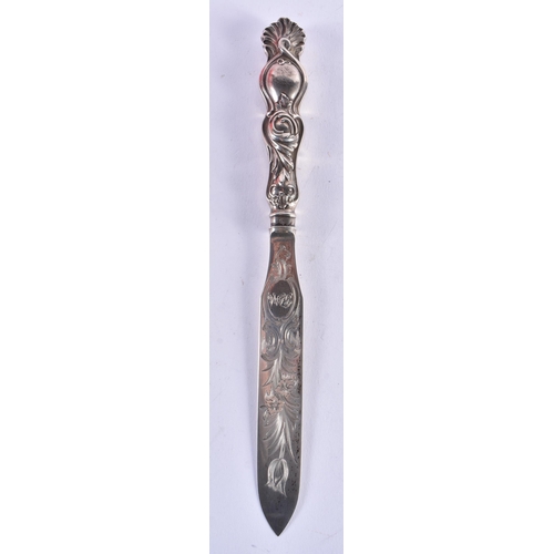 1090 - A CASED VICTORIAN SILVER LETTER OPENER. Sheffield 1878. 50 grams. 23.5 cm long.