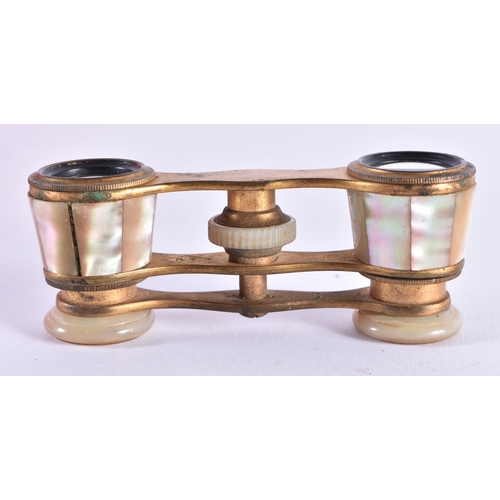 1096 - A PAIR OF MOTHER OF PEARL OPERA GLASSES. 11 cm x 8 cm.