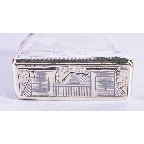 1103 - AN ANTIQUE RUSSIAN SILVER SNUFF BOX. 75.3 grams. 7.5 cm x 4.75 cm.