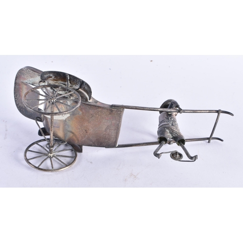 1373 - A VINTAGE CHINESE WHITE METAL RICKSHAW. 170 grams. 24 cm x 8 cm.