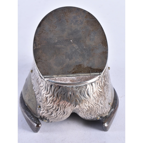 1374 - AN EDWARDIAN SILVER MOUNTED HORSE HOOF INKWELL. Chester 1904. 650 grams overall. 11.25 cm x 13 cm.