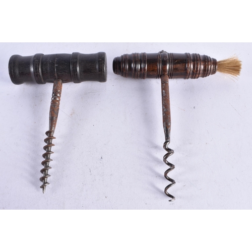 1382 - TWO ANTIQUE CORKSCREWS. 15 cm long.