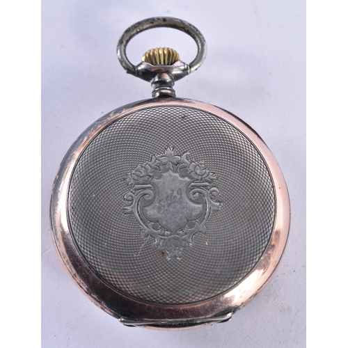 1635 - AN OMEGA SILVER POCKET WATCH. 95 grams overall. 5 cm diameter.