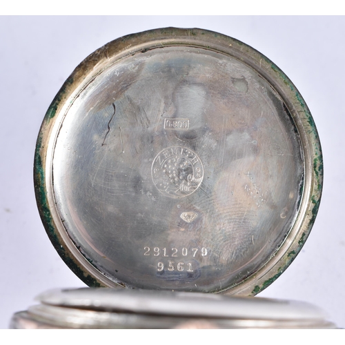 1650 - AN OMEGA SILVER POCKET WATCH. 97.1 grams. 5.25 cm diameter.