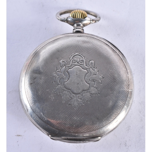 1651 - AN OMEGA SILVER POCKET WATCH. 88.9 grams. 5 cm diameter.