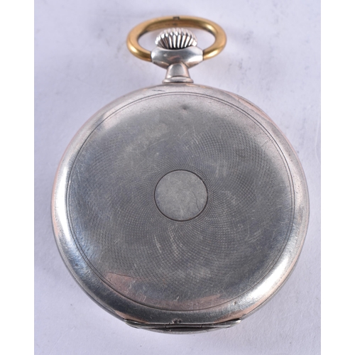 1652 - AN OMEGA SILVER POCKET WATCH. 93.2 grams. 5 cm diameter.