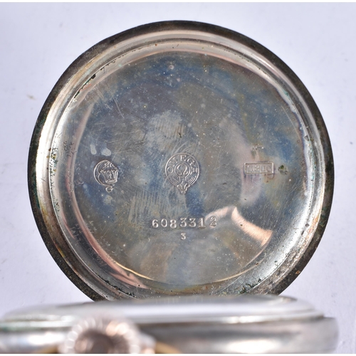 1652 - AN OMEGA SILVER POCKET WATCH. 93.2 grams. 5 cm diameter.