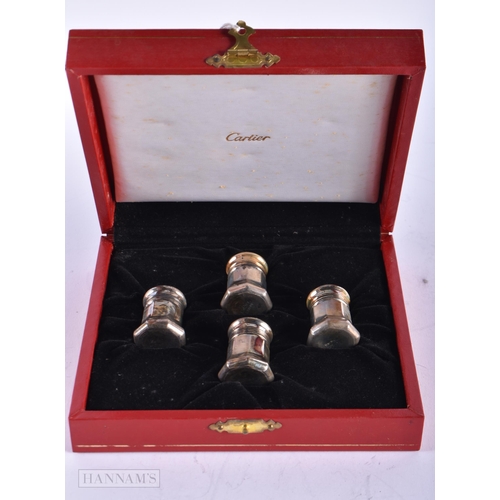 1788 - A BOXED SET OF SILVER CARTIER CONDIMENTS. 26 grams. 3.75 cm x 2.5 cm. (4)