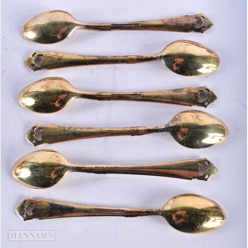 1798 - SIX DANISH SILVER AND ENAMEL SPOONS. 64.3 grams. 11.5 cm x 2.25 cm. (6)