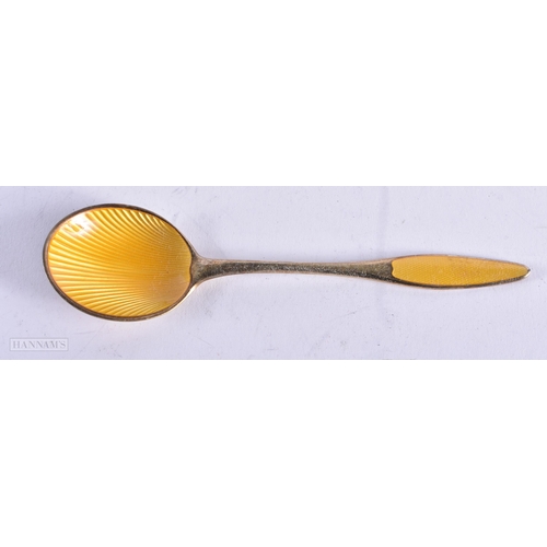 1800 - A DANISH SILVER AND ENAMEL SPOON. 28.4 grams. 13.25 cm long.