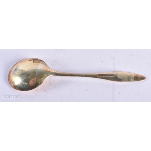 1800 - A DANISH SILVER AND ENAMEL SPOON. 28.4 grams. 13.25 cm long.