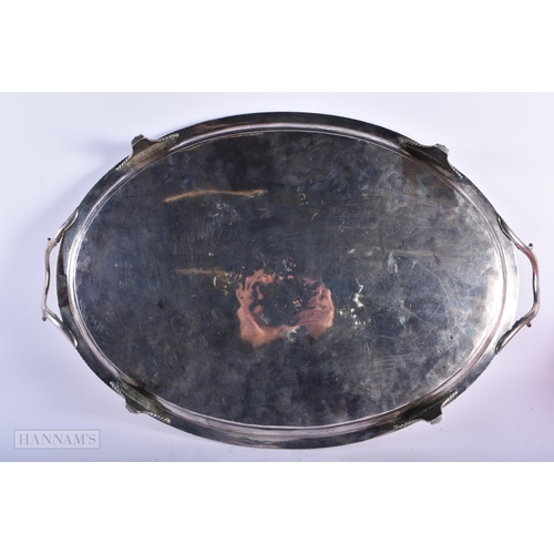 1808 - A GOOD GEORGE III SILVER TWIN HANDLED TRAY. 2548 grams. 60 cm x 38 cm.