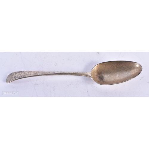 1814 - AN 18TH CENTURY ENGLISH SILVER SPOON. 74 grams. 22 cm long.