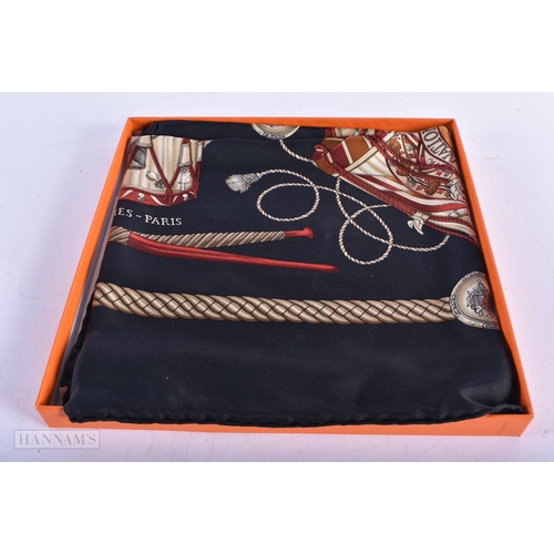 1823 - A BOXED HERMES SCARF. 24 cm square.