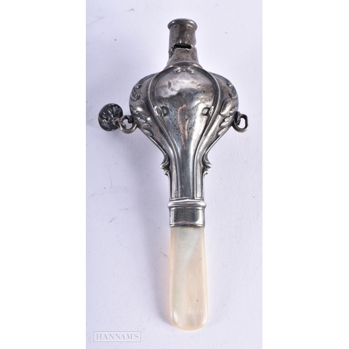 1933 - A Vintage Silver Babies Rattle by Crisford & Norris Ltd Hallmarked Birmingham 1916 with Whistle and ... 